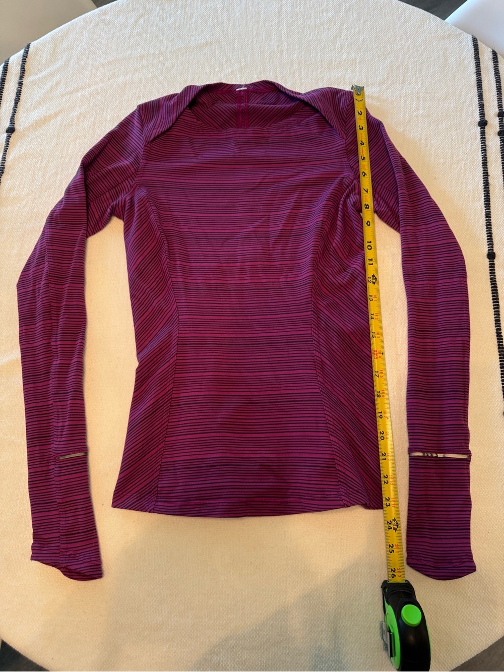lululemon athletica Long-Sleeve Striped Performance Top - Plum and Black